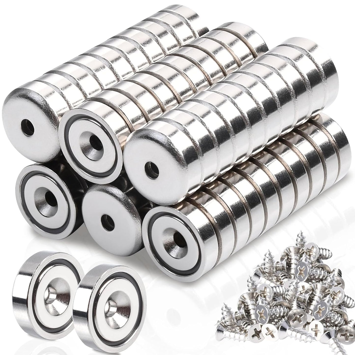 60Pcs Super Strong Round Base Cup Neodymium Magnets for Tools