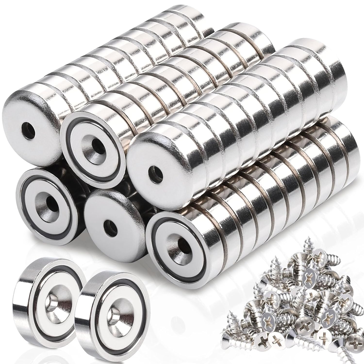 60Pcs Super Strong Round Base Cup Neodymium Magnets for Tools