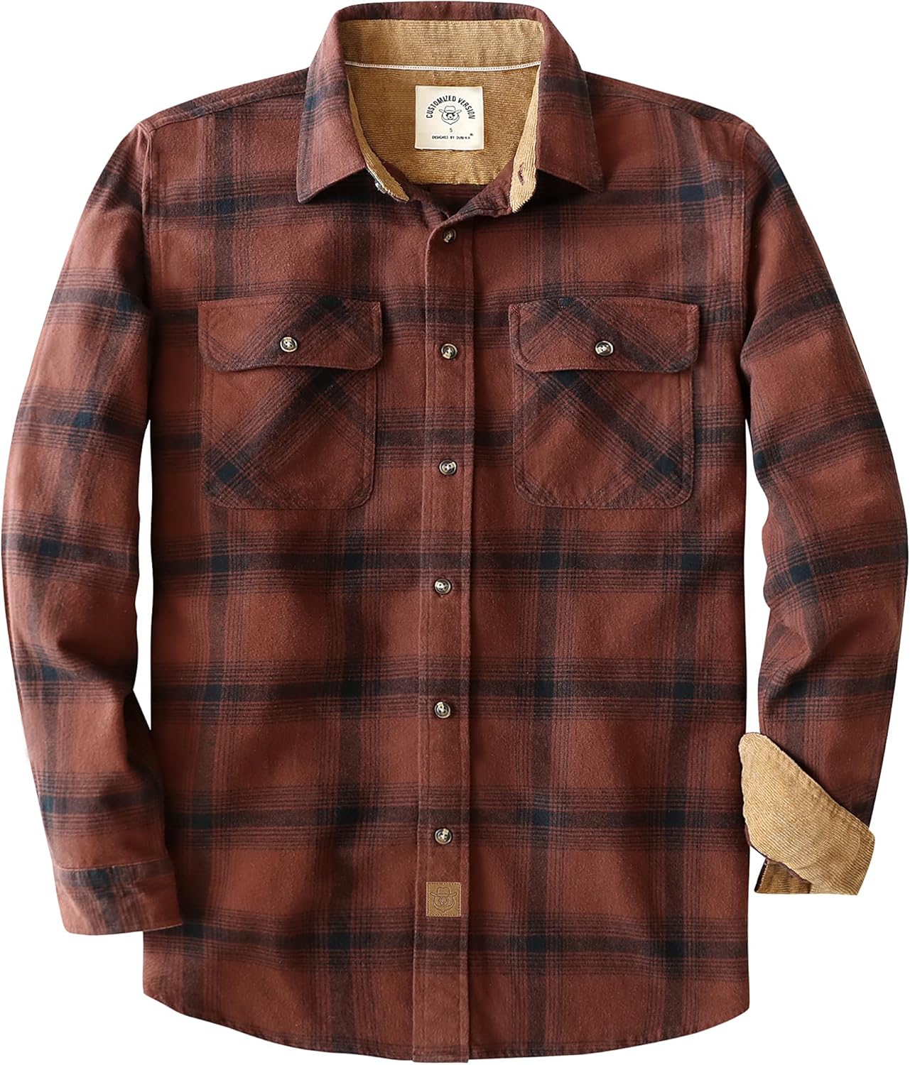 Dubinik Mens Flannel Shirt Long Sleeve Soft Cotton Utility Wear