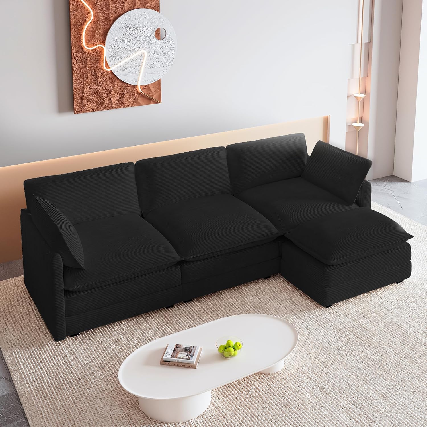 ROWHY Oversized Modular Sectional Sofa with Movable Ottoman