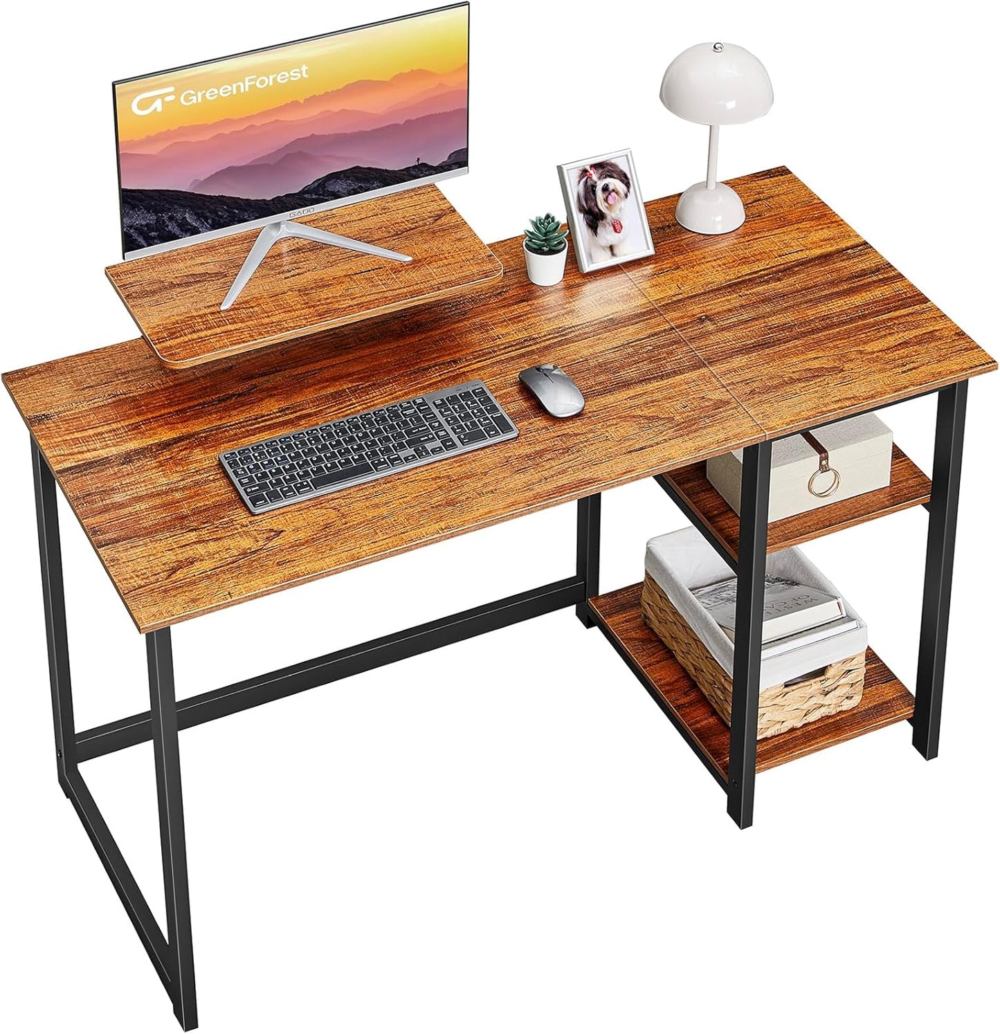 GreenForest Computer Desk with Monitor Stand for Small Spaces