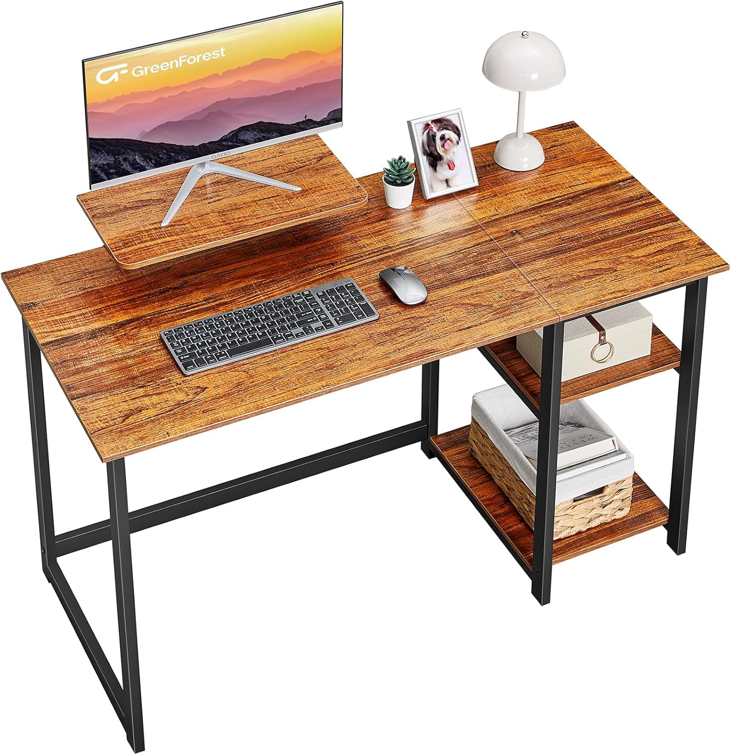 GreenForest Computer Desk with Monitor Stand for Small Spaces