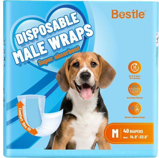 40ct Bestle Male Dog Diapers, Ultra Protection