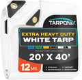 20 ft x 40 ft Extra Heavy-Duty White Poly Tarp - 12 Mil Durable Cover