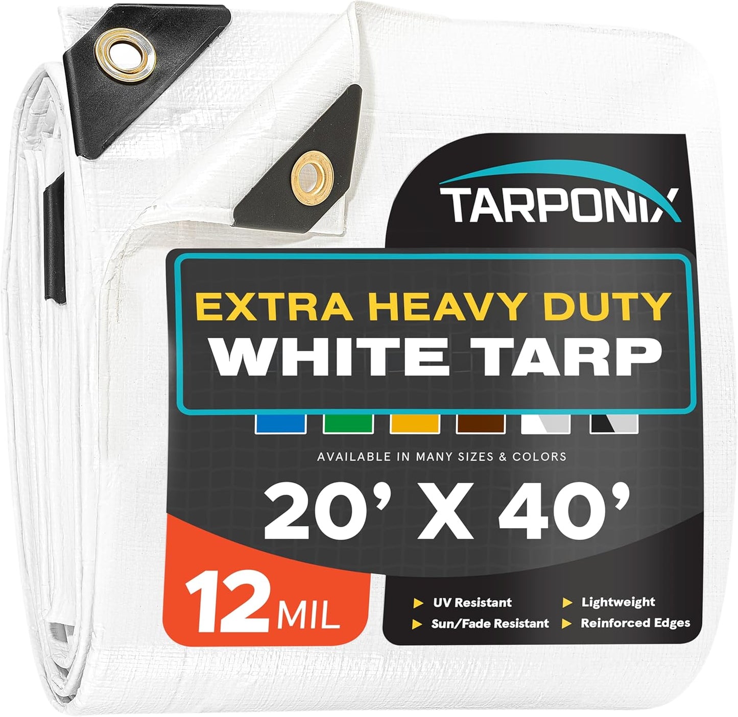 20ft x 40ft Extra Heavy-Duty White Poly Tarp for All Needs