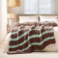 Chunky Knit Blanket Throw 50in x 60in - Thick Chenille Crochet Throw