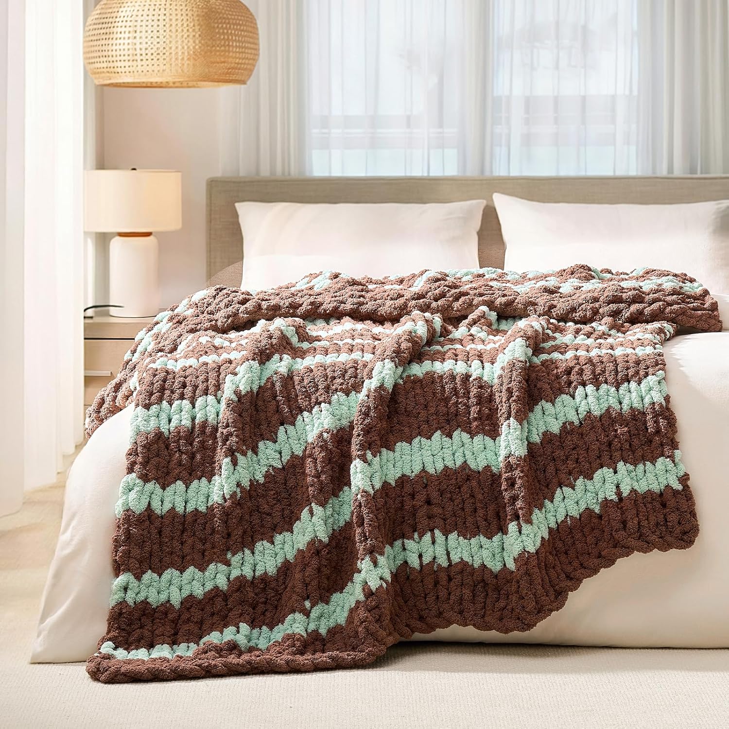 L'AGRATY Chunky Knit Blanket Throw for Cozy Home Decor
