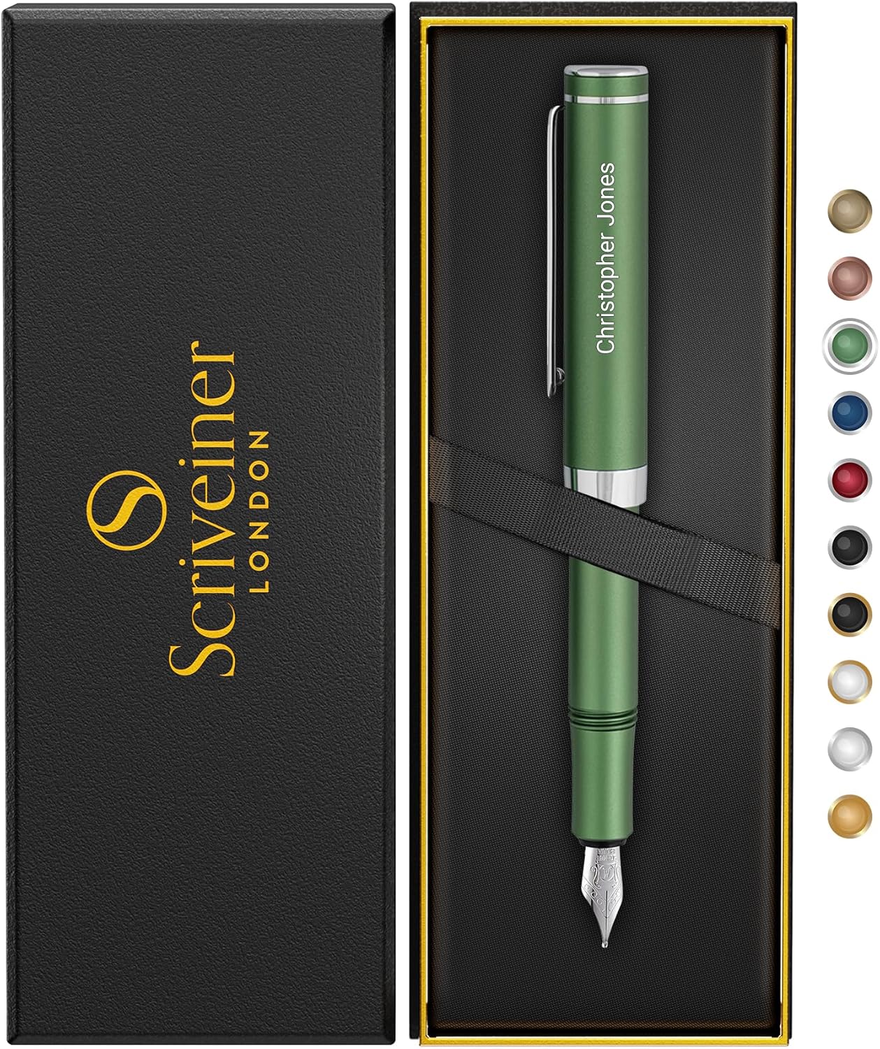 Scriveiner Personalized Luxury EDC Fountain Pen in Matt Green