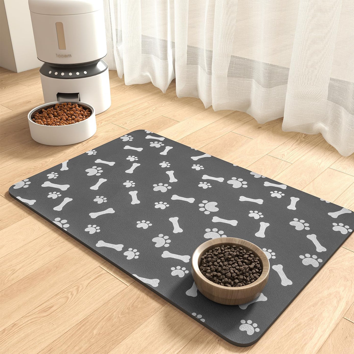 MontVoo Dog Food Mat - Large Pet Feeding Mat for Messy Drinkers