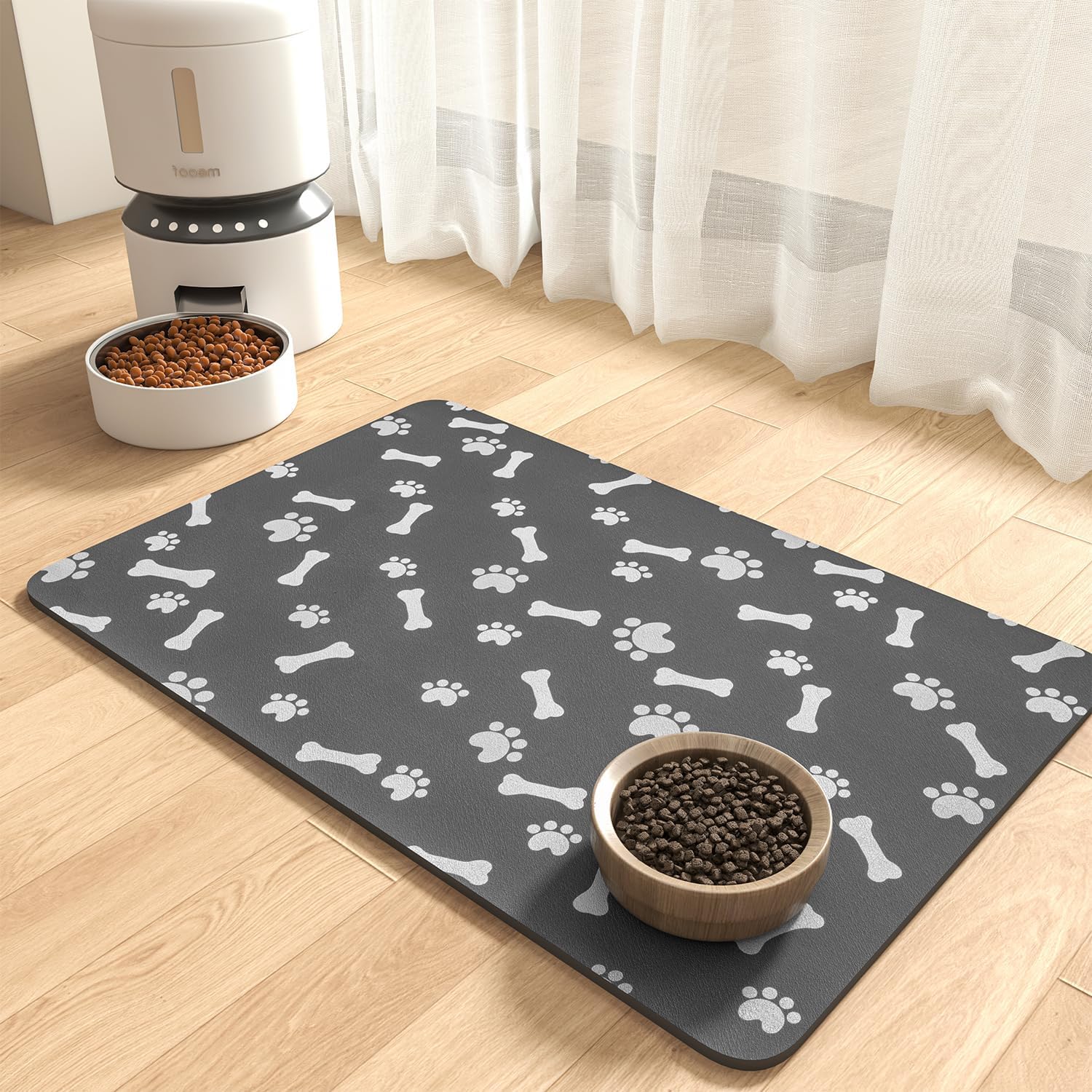 MontVoo Dog Food Mat - Large Pet Feeding Mat for Messy Drinkers