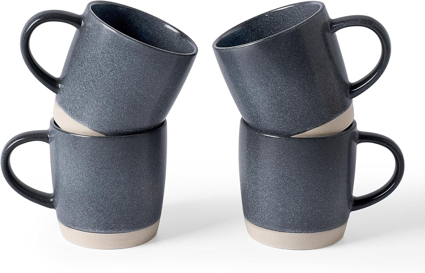 Famiware Coffee Mugs Set of 4, Matte Dark Charcoal Ceramic Cups