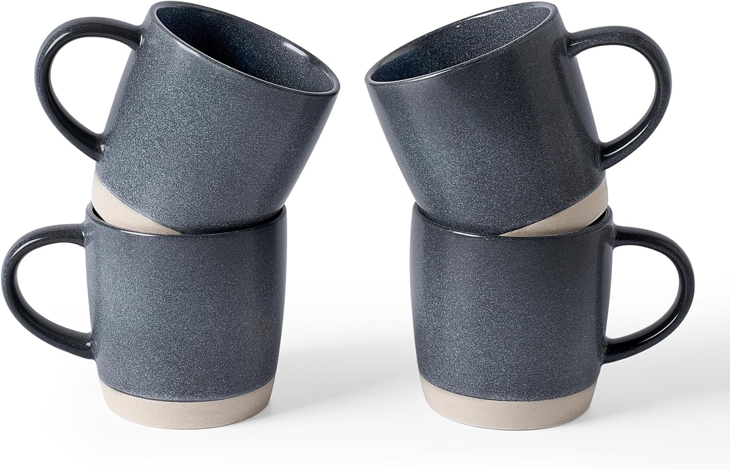 Famiware Coffee Mugs Set of 4, Matte Dark Charcoal Ceramic Cups