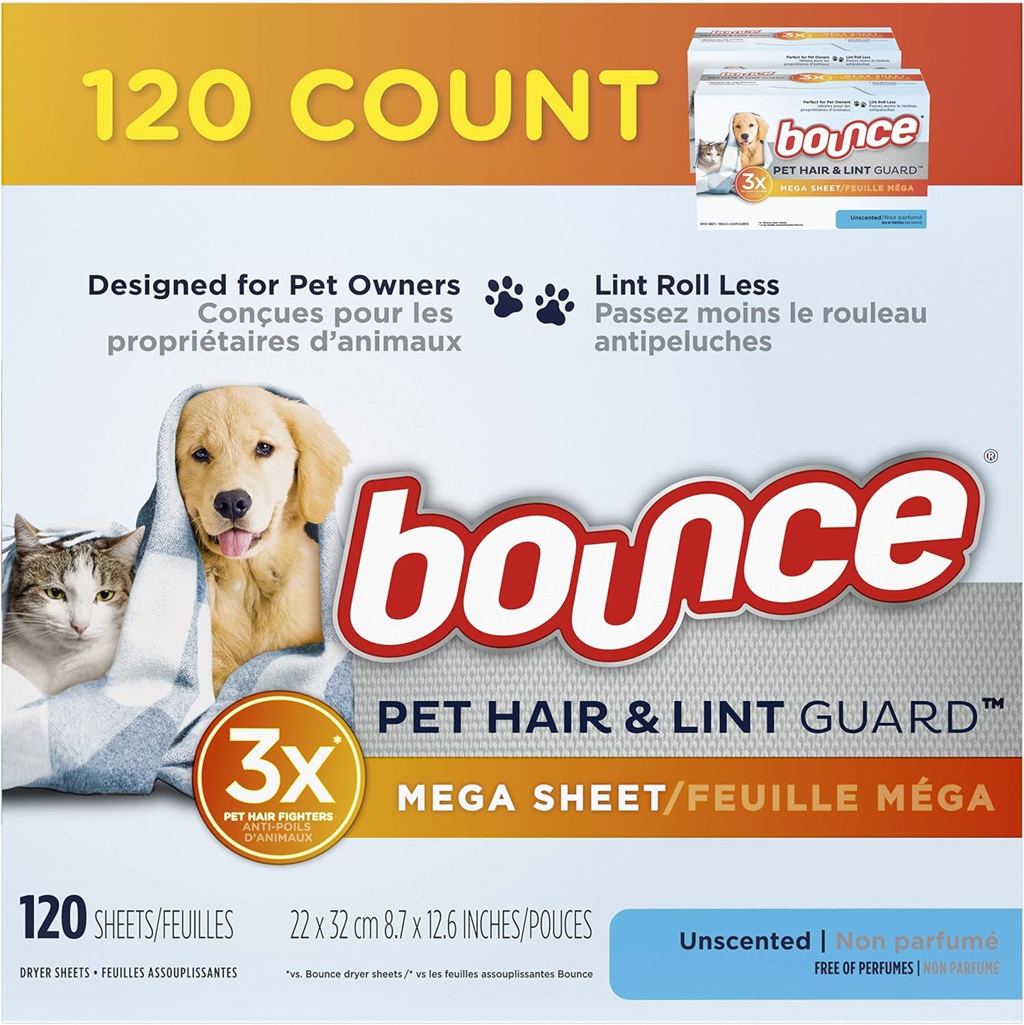 Bounce Mega Dryer Sheets: 3X Pet Hair Fighters