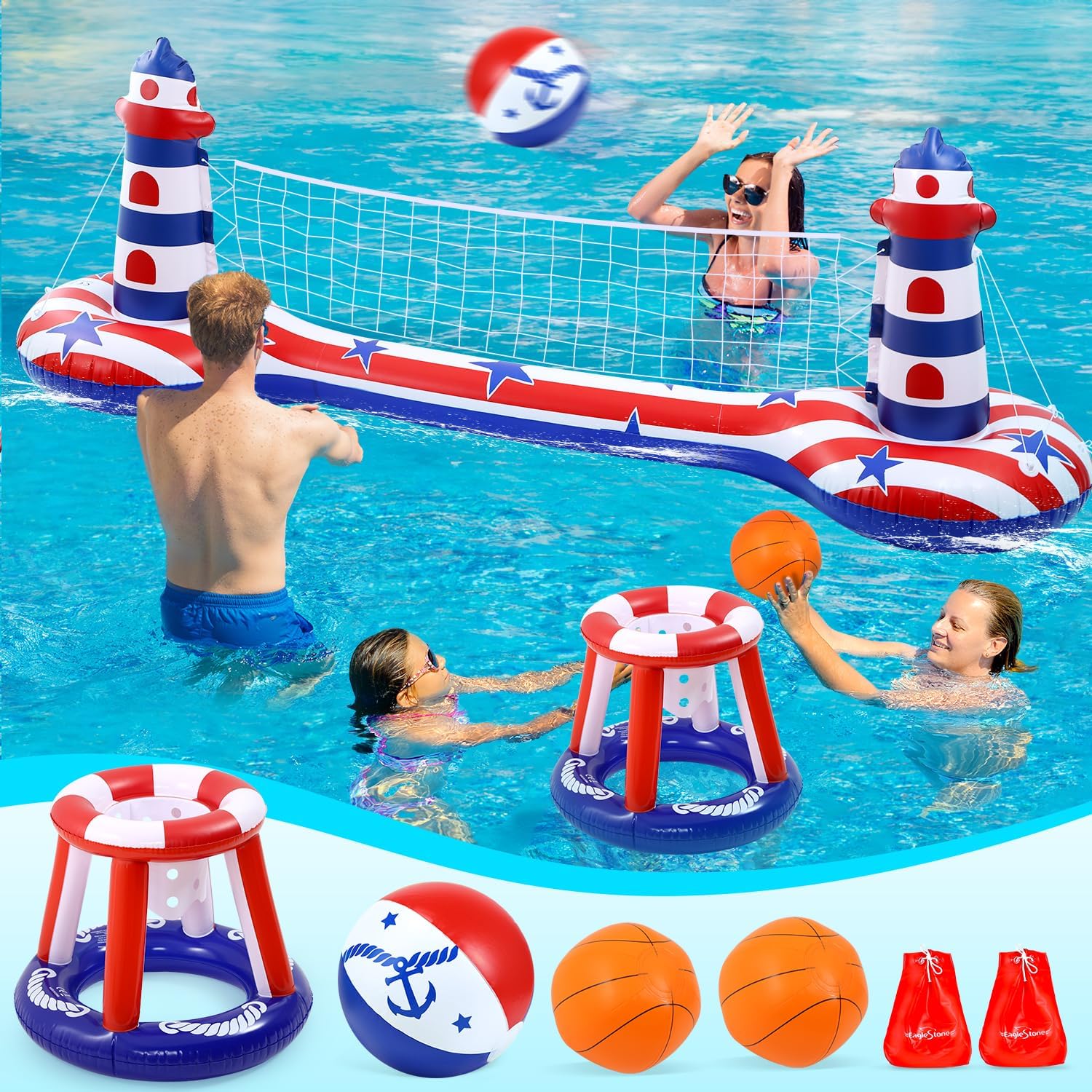 EagleStone Inflatable Pool Float Set for Summer Fun & Games