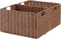 Vagusicc Wicker Storage Basket Set of 2 - Foldable Brown Organizers