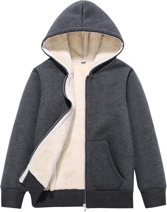 Flygo Unisex Fleece Jacket Hoodie for Kids - Cozy Winter Wear