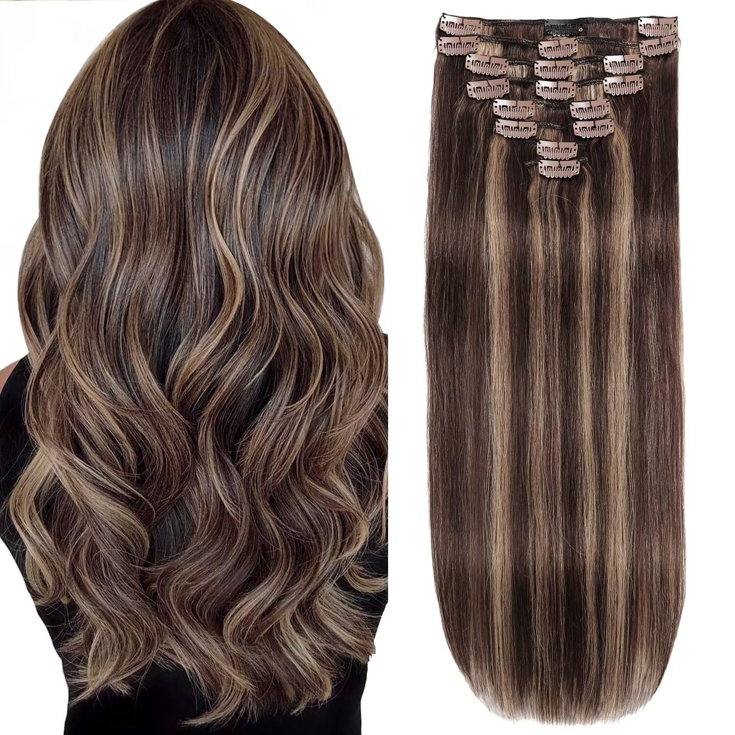 Clip in Hair Extensions Real Human Hair for Volume and Length