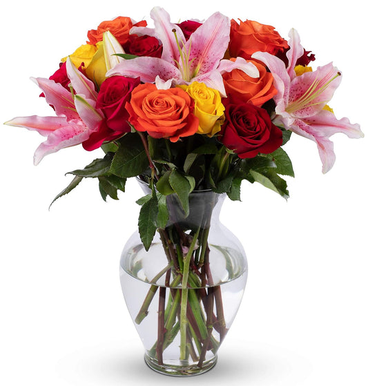 Big Blooms Oriental Lilies & Roses - Fresh Flower Delivery