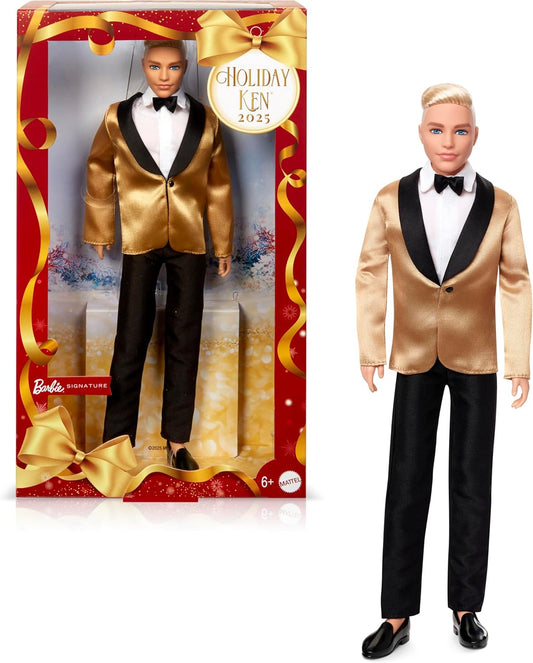 2025 Holiday Ken Collectible Fashion Doll with Golden Jacket