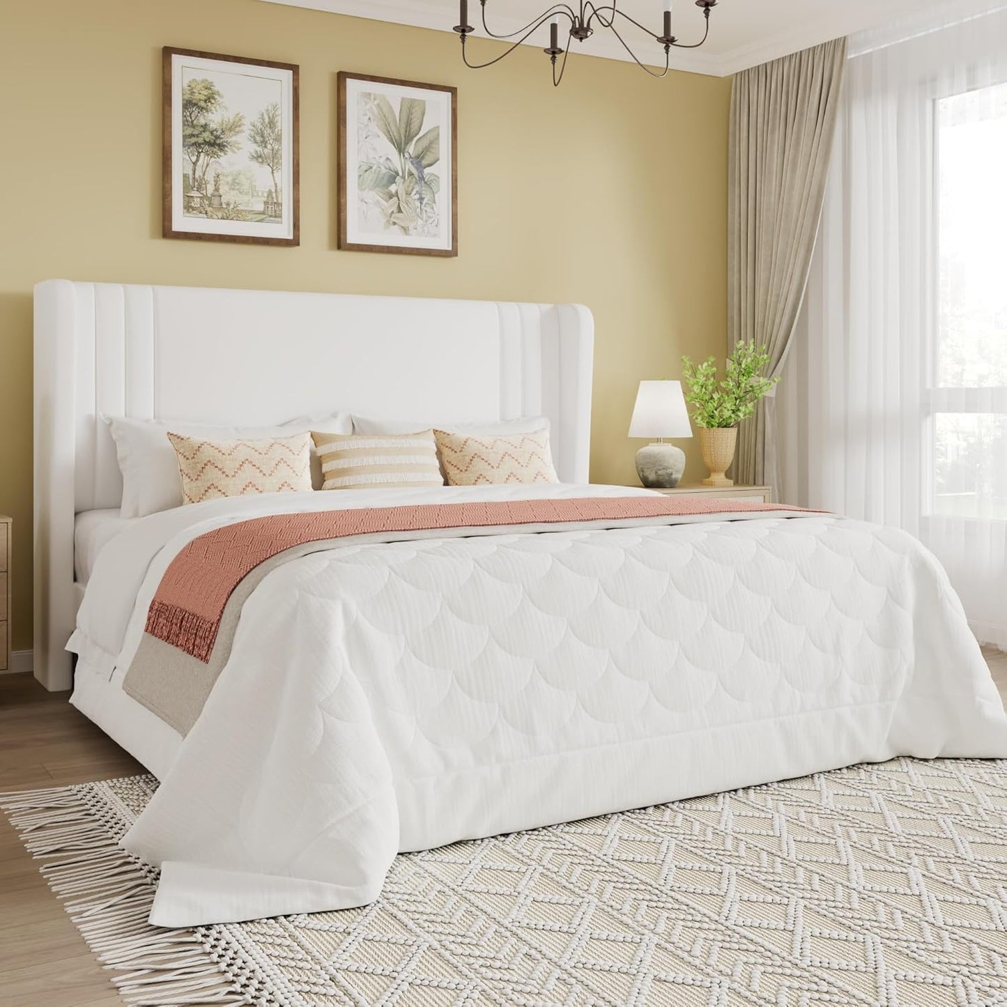 Elegant Velvet Full Size Upholstered Platform Bed Frame Design