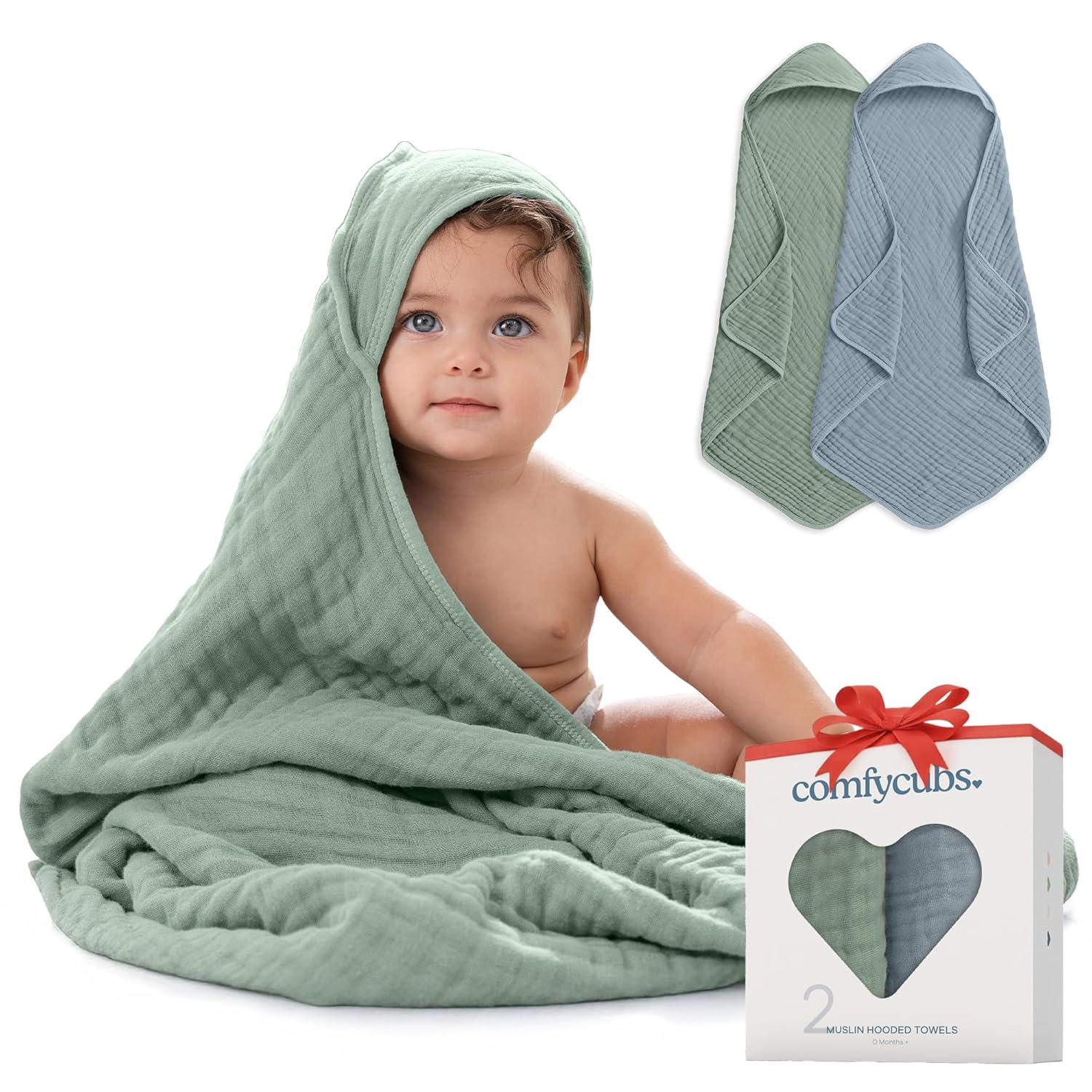 Comfy Cubs Hooded Baby Towel 2-Pack - Soft & Absorbent Design