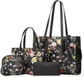 Women Synthetic Leather 4pc Handbag Tote Set - Organized Carry