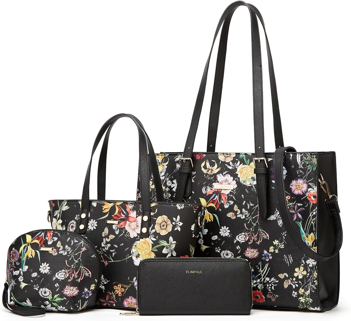 Women Fashion Synthetic Leather Handbags Tote Bag Set 4pcs