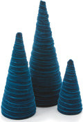 Teal Velvet Trees Set of 3 - Artisan Holiday Tabletop Trees