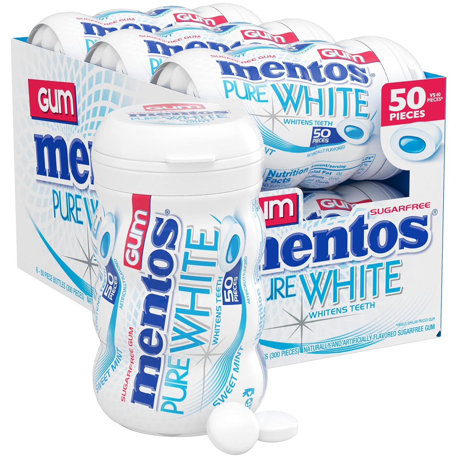 Mentos Pure White Sugar-Free Chewing Gum, Sweet Mint, Bulk Pack