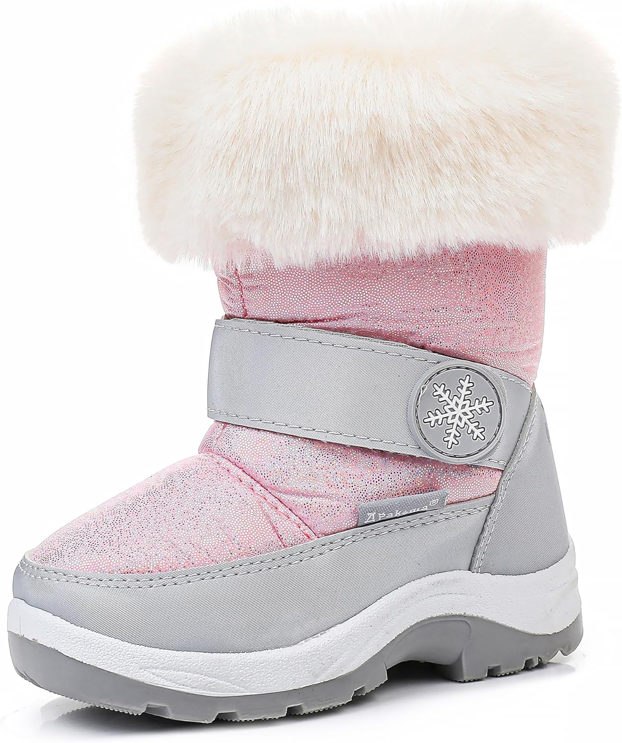 Apakowa Kids Girls Insulated Fur Winter Snow Boots for Toddlers