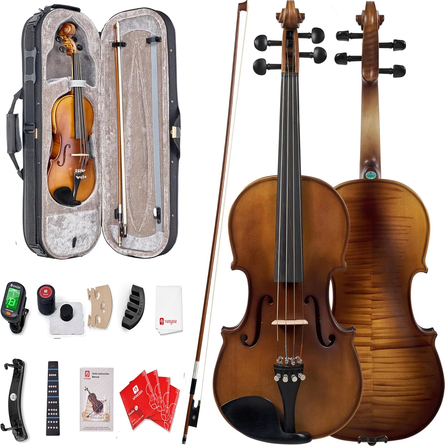 Vangoa 4/4 Full Set Violin with Solid Spruce Wood for Beginners