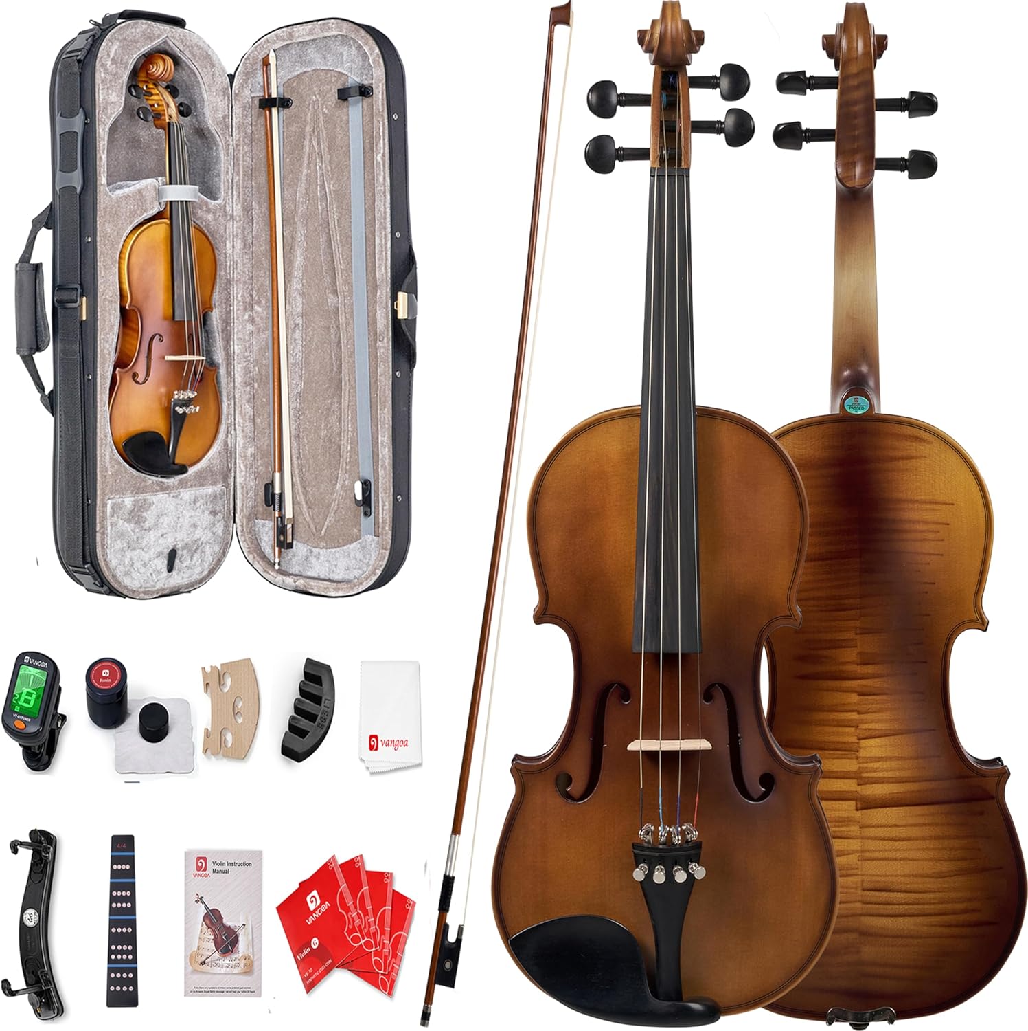 Vangoa 4/4 Full Set Violin with Solid Spruce Wood for Beginners