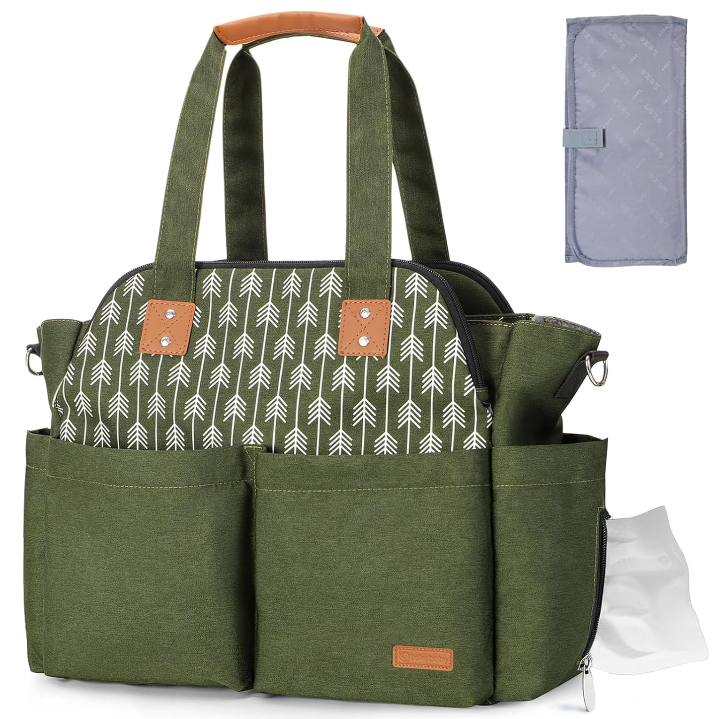 Lekebaby Diaper Tote - Large Waterproof Mommy Bag for Travel