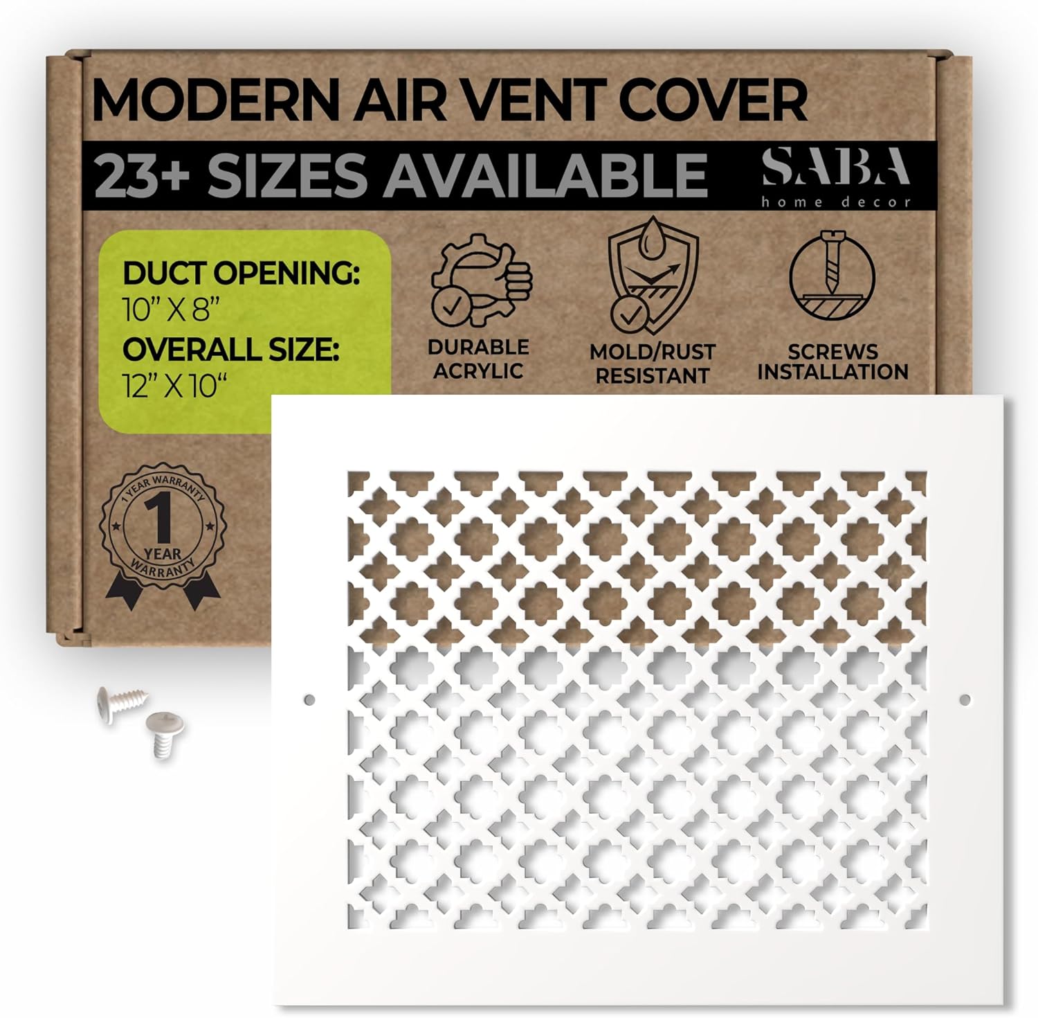 SABA Home Decor Air Vent Cover Grille - Stylish White Finish