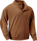 Mens Corduroy Quarter Button Pullover - Stand Collar Casual