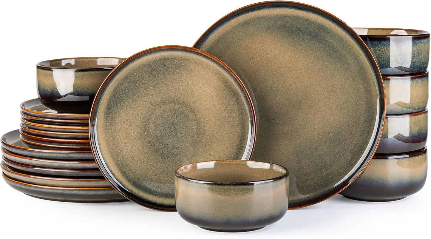 Handmade Reactive Glaze Dinnerware Set for 6, 18 Pieces