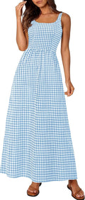 Women's Plaid Spaghetti Strap Maxi Dress - Summer Gingham Sundress