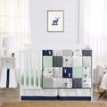 Sweet Jojo Designs Navy Blue Mint and Grey Woodsy Deer Crib Set - Cozy