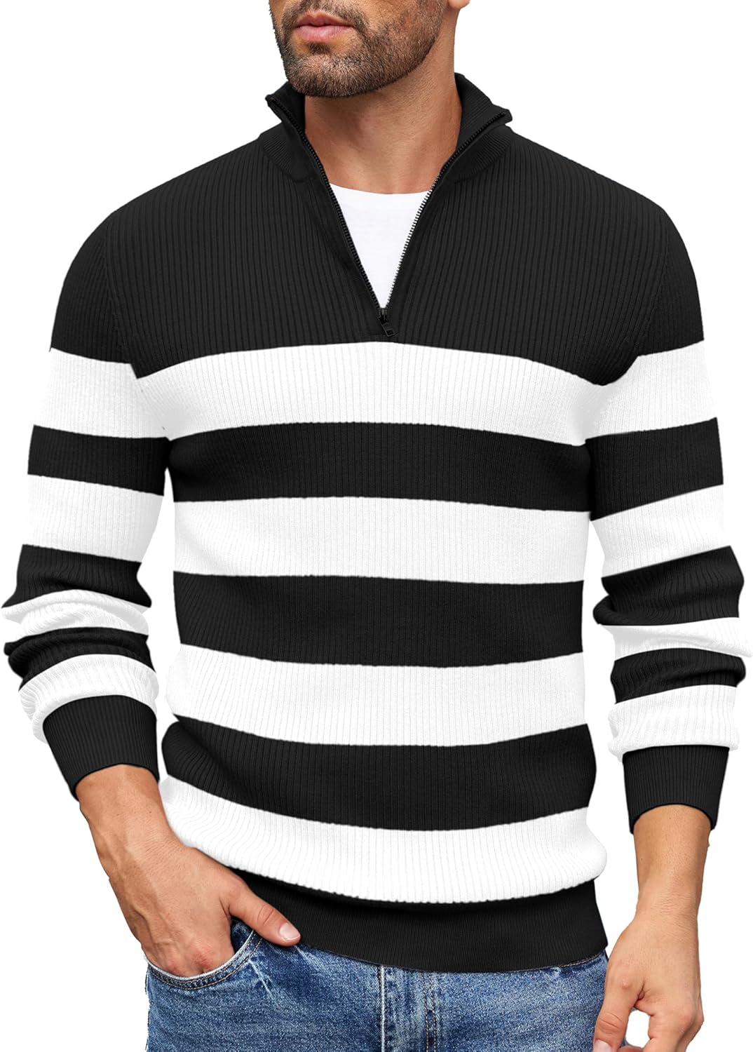 COOFANDY Men's Quarter Zip Sweaters for Stylish Comfort