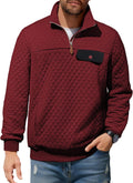 Quilted Men's Sweatshirt Quarter-Zip Stand Collar - Warm Fall Layer