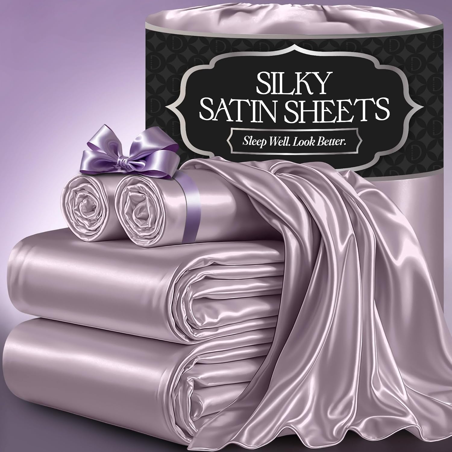 Silky Full Size Satin Bed Sheets Set for Luxurious Comfort
