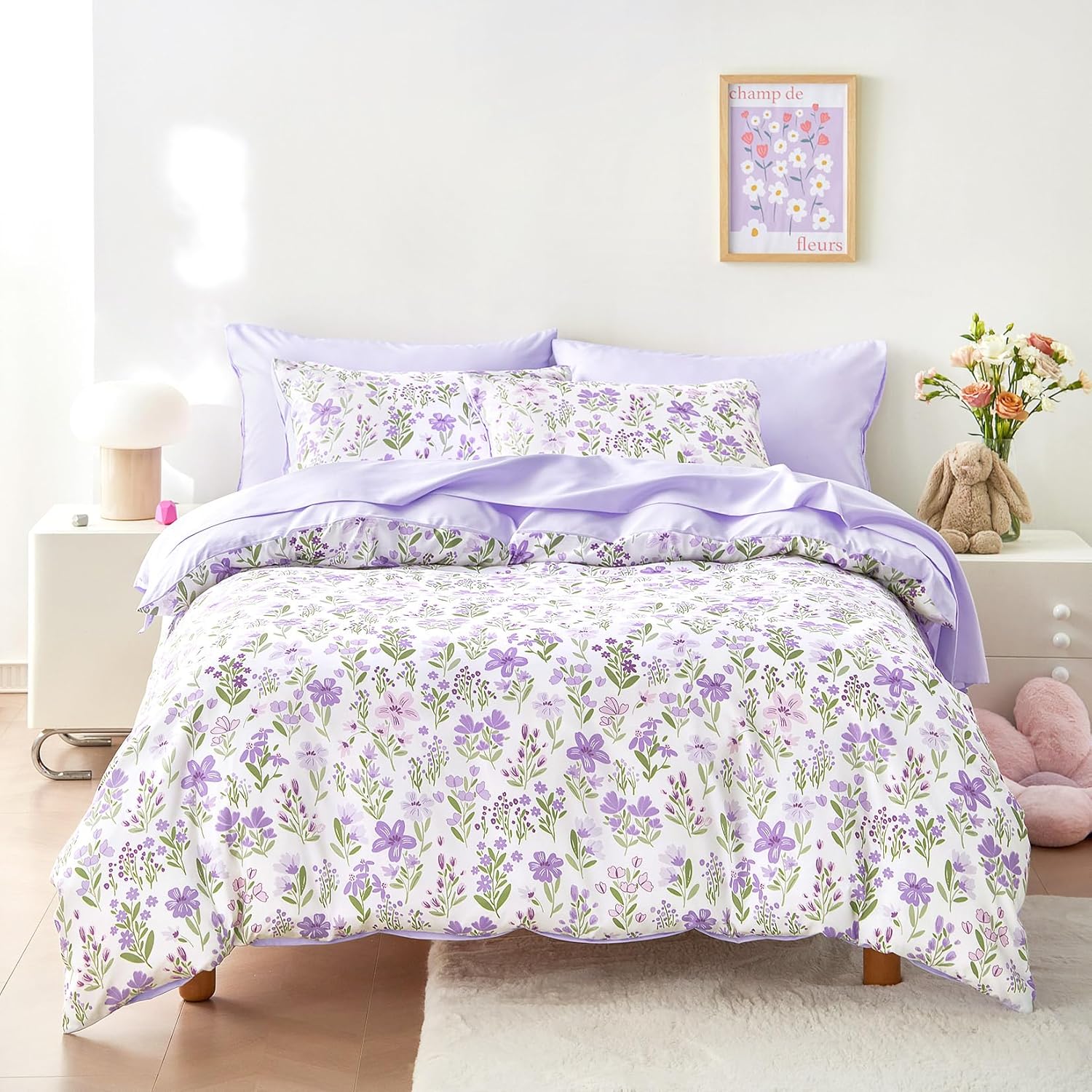 Floral Bedding Set for Girls - Cute Colorful Botanical Design