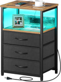 Seventable Nightstand with Charging Station and LED Light - Smart