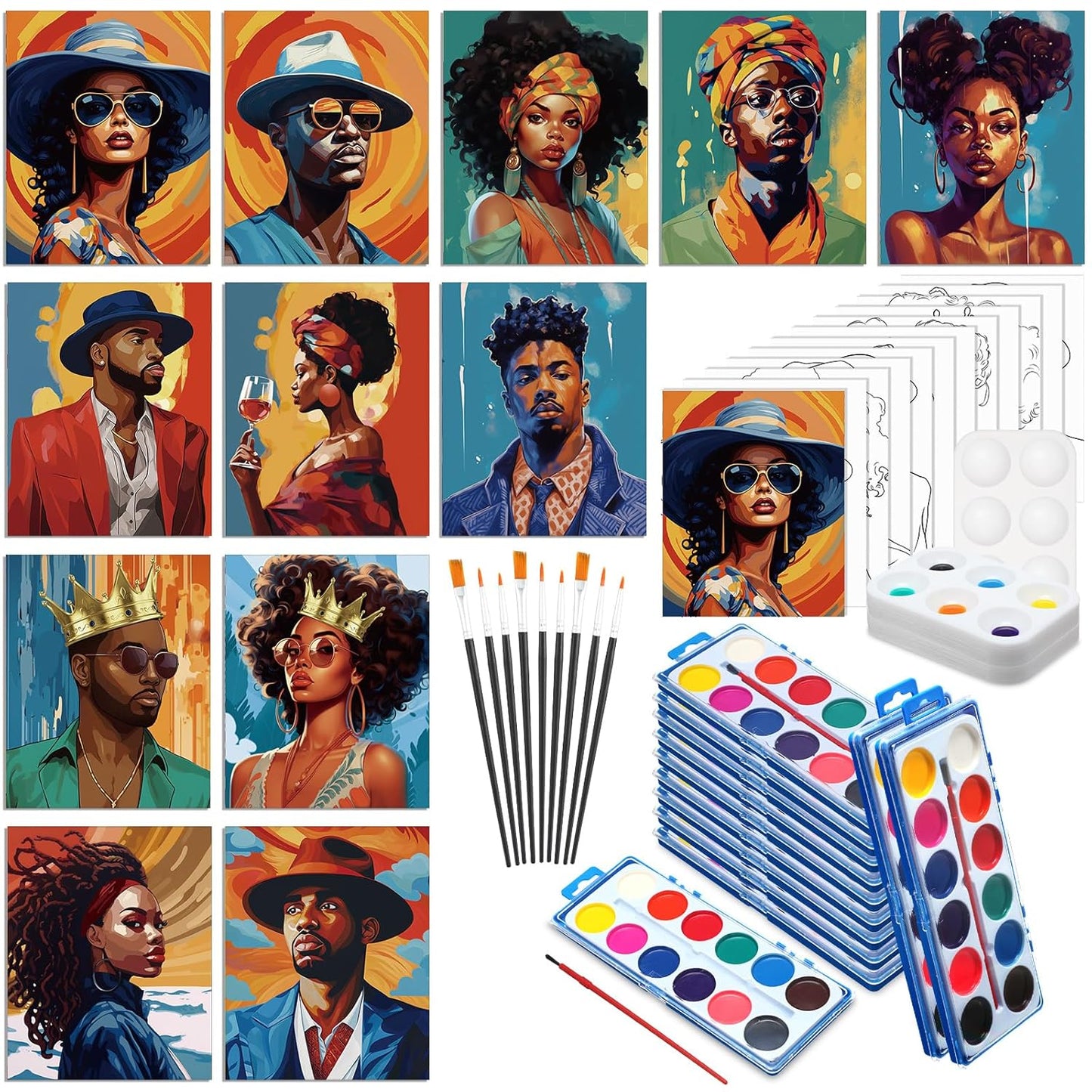 Ctosree 12 Sets Pre Drawn Canvas Kit for Fun Painting Nights