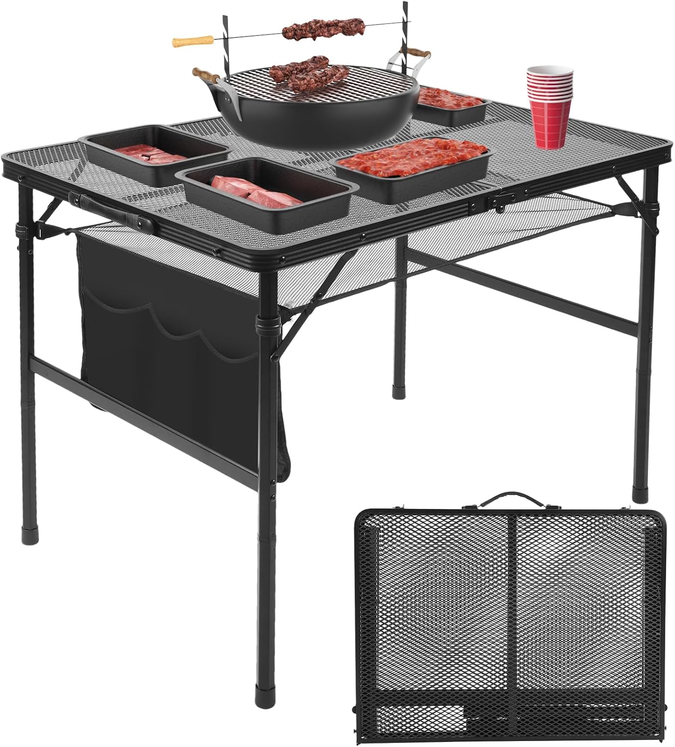 Folding Grill Portable Camping Table - Lightweight & Adjustable