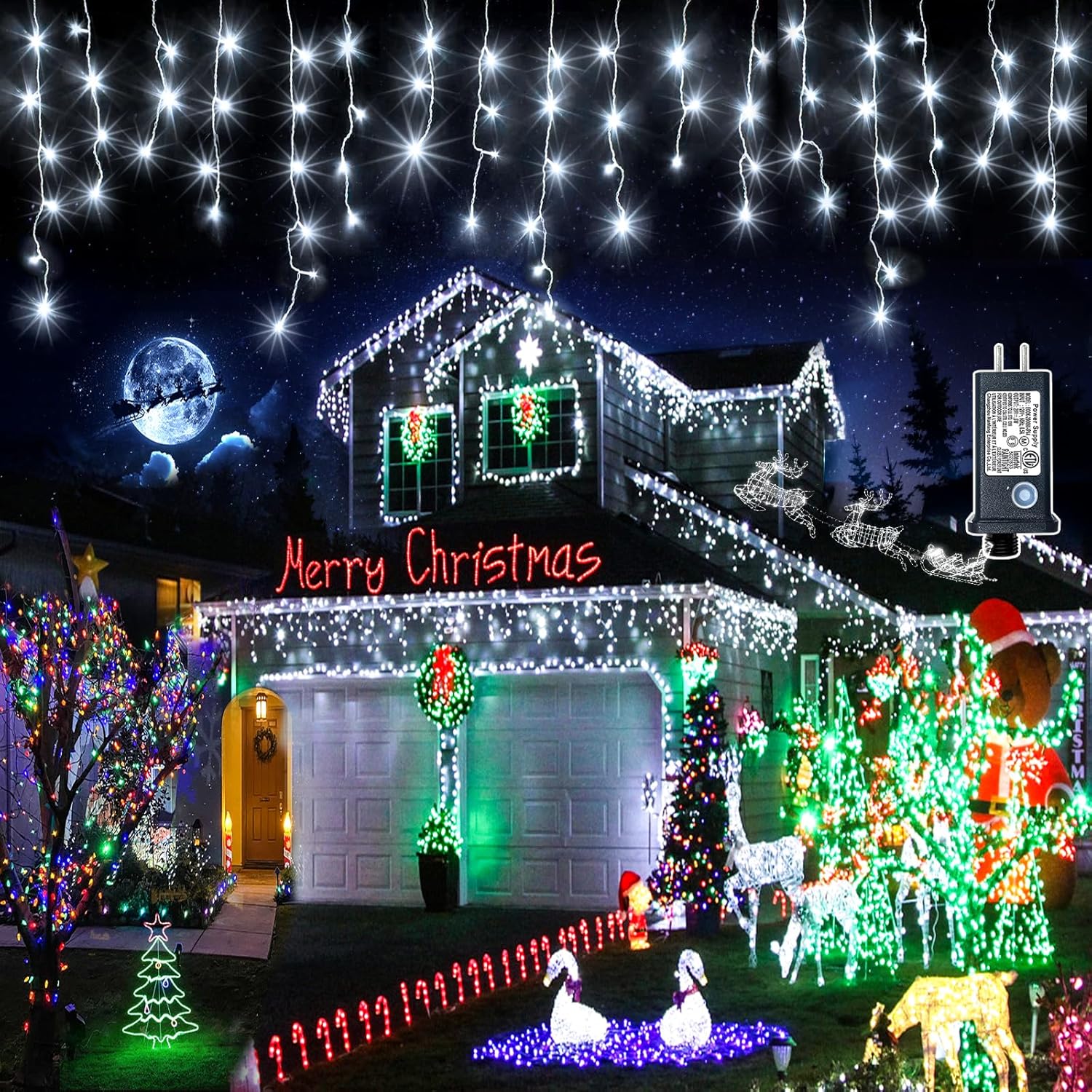 99ft LED Icicle Christmas Lights - Waterproof Fairy Curtain Lights