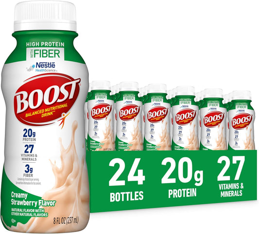 BOOST High Protein with Fiber Nutritional Drink, Creamy Strawberry