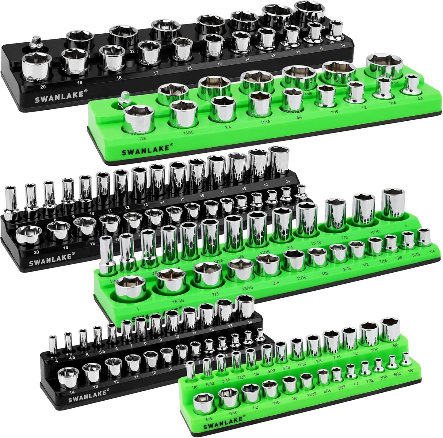 Magnetic Socket Organizer Set for 1/4, 3/8, 1/2 Drive Sockets