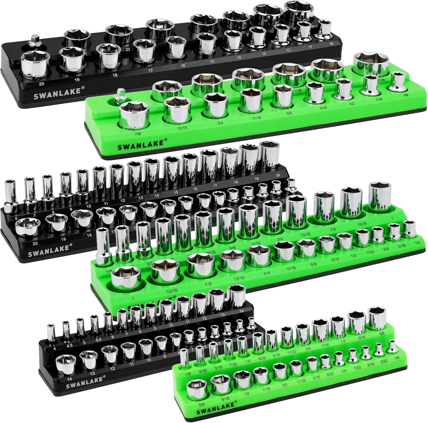 Magnetic Socket Organizer Set for 1/4, 3/8, 1/2 Drive Sockets