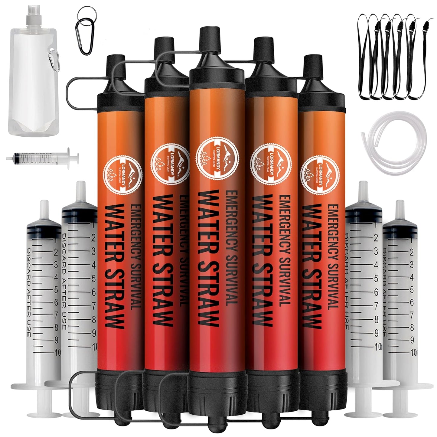 Straw Water Filter for Outdoor Survival Gear and Emergency Use